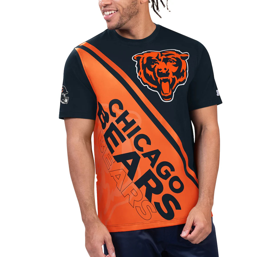 Men's Chicago Bears Navy/Orange Starter Finish Line T-Shirt